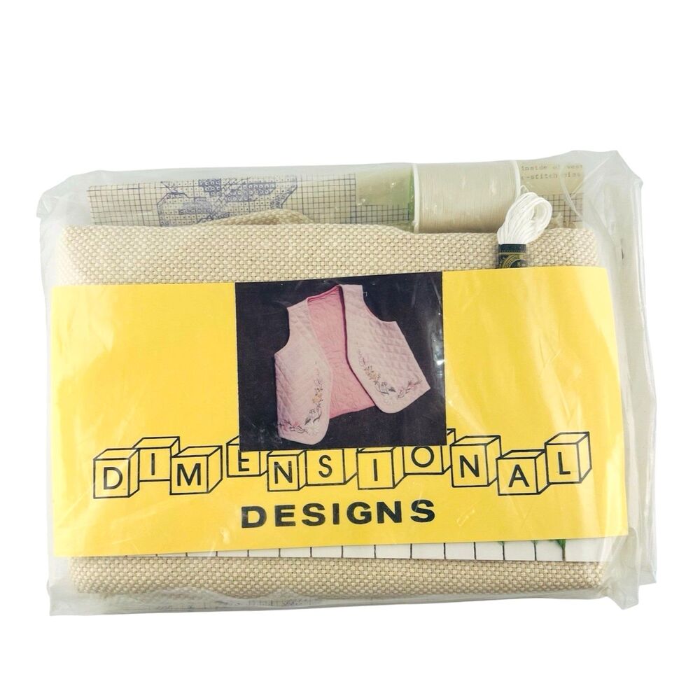 Embroidery Vest Craft Kit 1980’s Vintage NEW Dimensional Designs